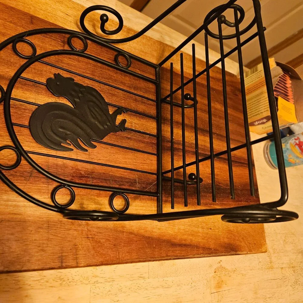wrought iron rooster wall hanging shelf with 2 hooks